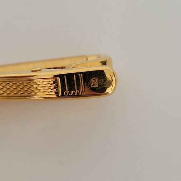 Dunhill Vintage Tie Clasp Clip Bar Round Gold Tone Retro 2inch Designer - Picture 3 of 7
